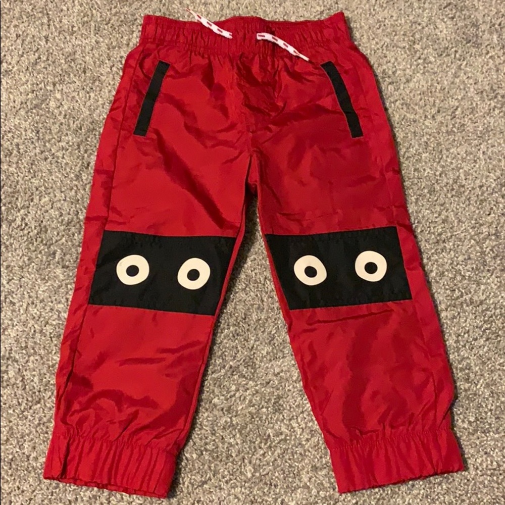 Red nylon toddler pants